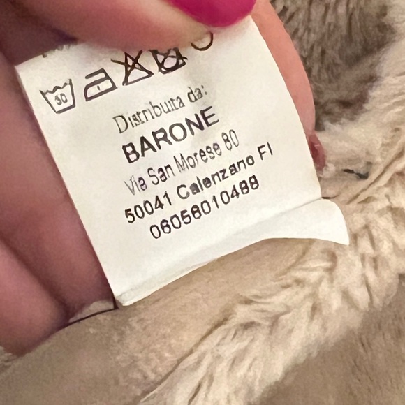 BARONE Firenze Women’s Tan Faux Fur Long Open Front Jacket Size L - Picture 4 of 5